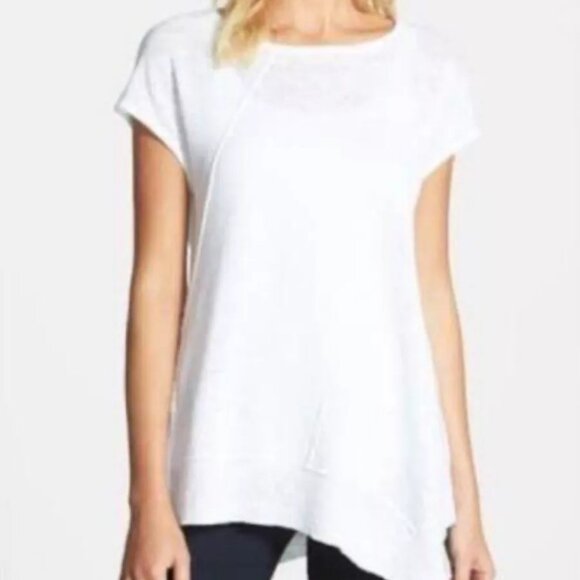 NWT EILEEN FISHER Top Cap Sleeve Organic Linen & Cotton White XS 2 Blouse - Picture 1 of 8